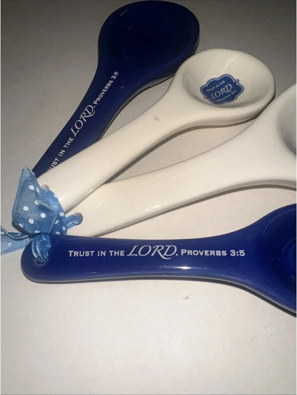 4 Piece Ceramic Measuring Utensil Spoon Set Trust in the Lord Proverbs New
